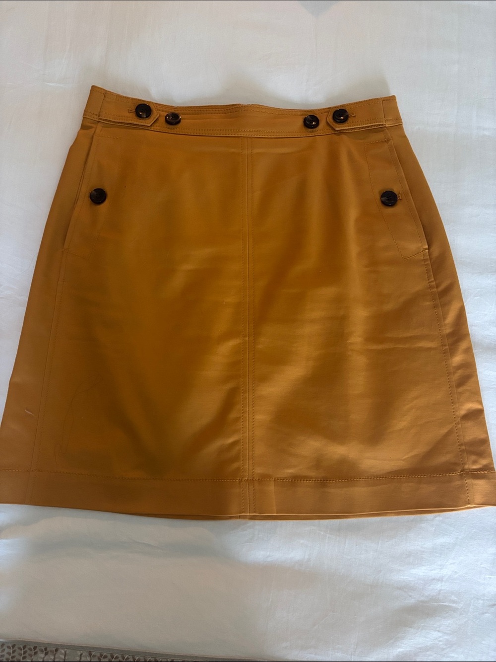 Ann Taylor Mustard A-Line Mini Skirt with Button Accents